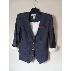 R J Stevens By Carol Escritor 2 piece Blouse & Shorts Set Size 6 Blue Checkered